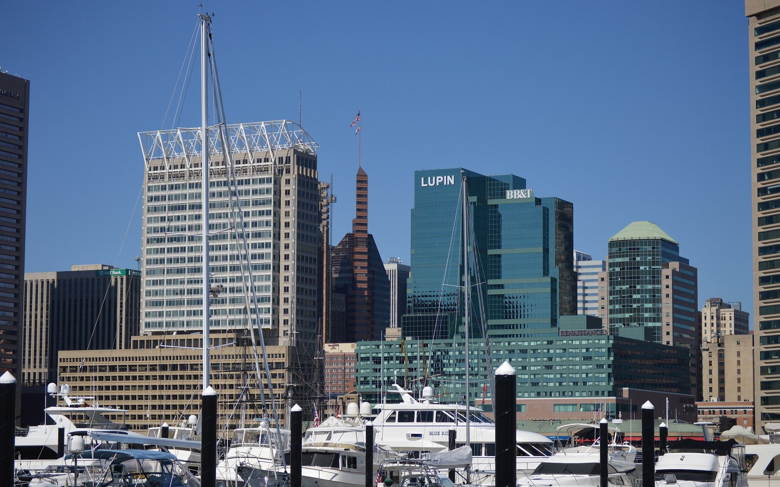 Baltimore Inner Harbor skyline and waterfront, departure port for the Bahamas cruise